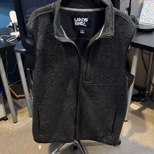 Lands' End Dark Gray/Charcoal Zip Fleece Vest